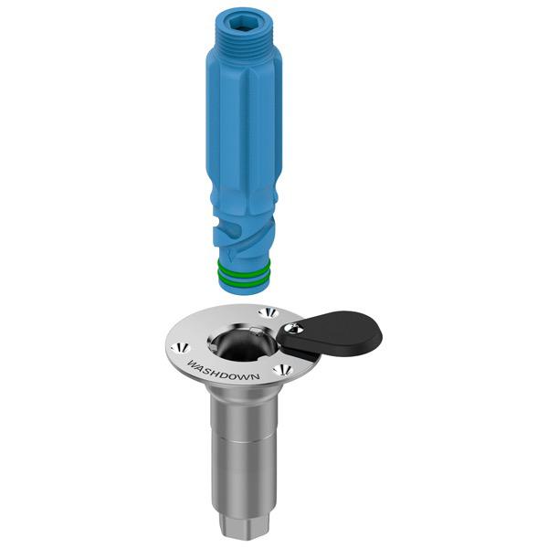 1/2" NPT(F) Deck Wash Outlet with Blue Adaptor Kit
