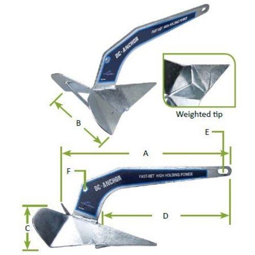 DC Delta Style Galvanised Anchor - Lloyds Approved