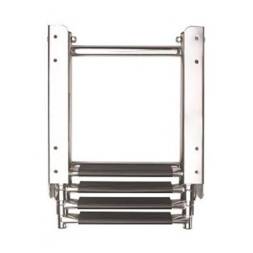 Telescopic stainless steel (AISI 316) boarding ladder with 4 steps, extended length 1165 mm