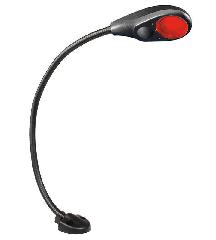 Red LED Flexi Chart Table Lamp - 9-31V DC, 16"/400mm Shaft - Black cover