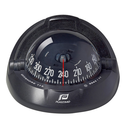 Offshore 115 Powerboat Compass - Black - Flush Mount - With Conical Black Card