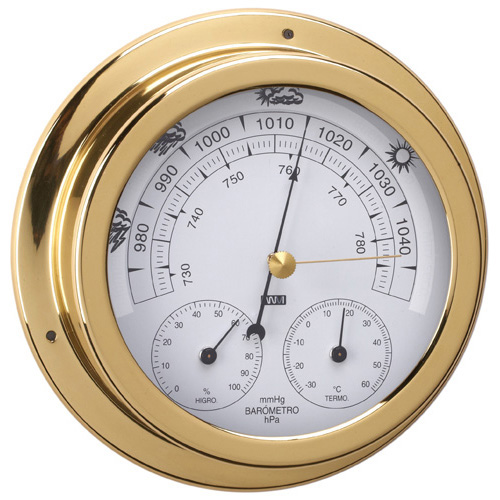 Barometer, Thermometer & Hygrometer Tripple Combo - Polished Brass - 120mm