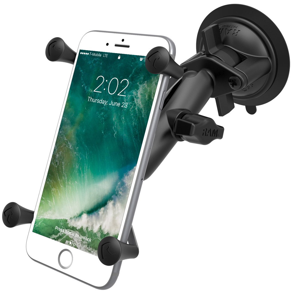 RAM Twist-Lock Suction Cup Mount with Universal RAM X-Grip Large Phone/Phablet Cradle