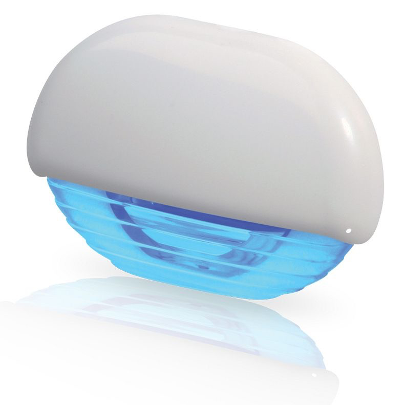 Blue LED Easy Fit Step Lamp - 12-24V DC - White Plastic Cap