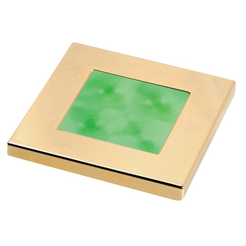 Led Square Green 12V Gold Plated Rim