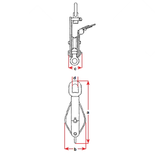 Snatch Block - Stainless Steel - Sheave Dia: 100mm - Max Rope Dia: 16mm  - MWL: 1375kg