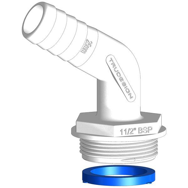 1-1/2" BSP (M) Aquavalve Hose Tail - Angled