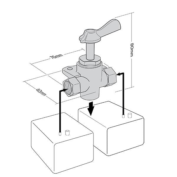 3 Way Fuel Valve 1/4" NPT (F)