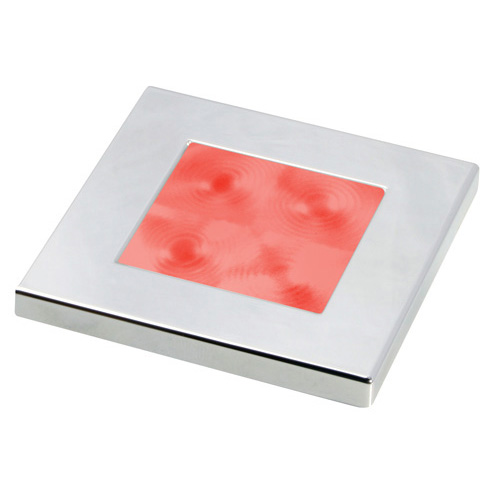 Led Square Red 12V Chrome Plated Rim