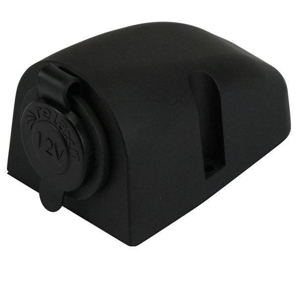 12/24V Surface Mount Black Cigarette Single Socket - 80(W) x 56(H) x 48(D)mm