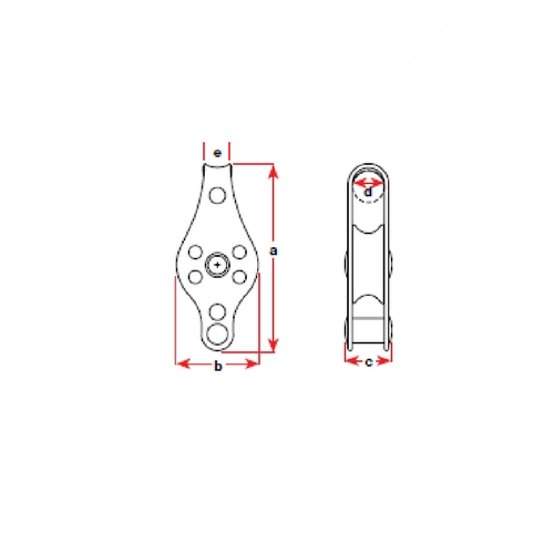 Single Block and Becket - Stainless Steel - Max Rope Dia: 6mm