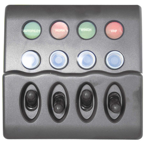 Waterproof Backlit Switch Panel - Circuit Breakers - 4 Switch
