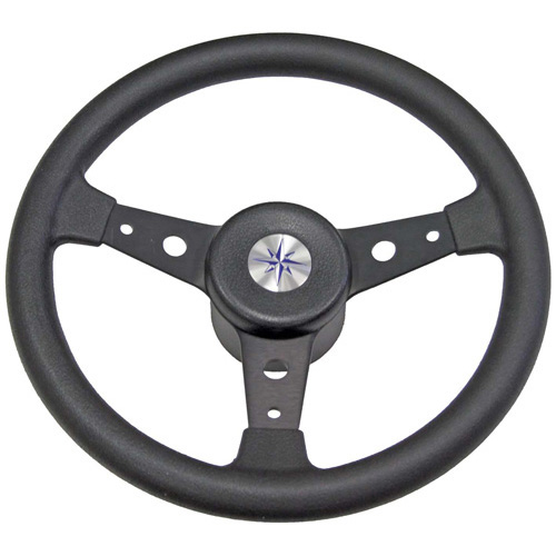Delfino - Aluminium 3 Spoke Sports Steering Wheel - 340mm - Black/Grey