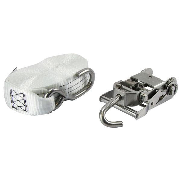 50mm x 5.5m Medium Duty 'S' Hook to 'J' Hook Ratchet White Tie Down
