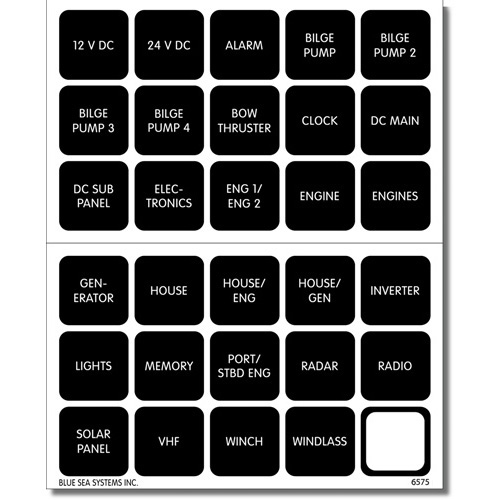 Waterproof DC Label Kit - 30 Black Square Labels V2