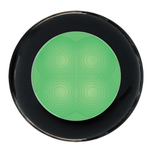 Led Round Green 12V Black Rim
