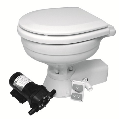 37245 Series Quiet Flush Electric Toilet - Salt Water - 12V - Compact Size