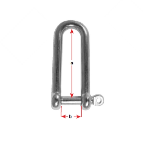 Long 'D' Shackle - Stainless Steel Captive Pin