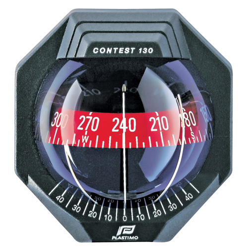 Contest 130 Sailboat Compass - Black - Bulkahead Vertical Mount - With Red Card