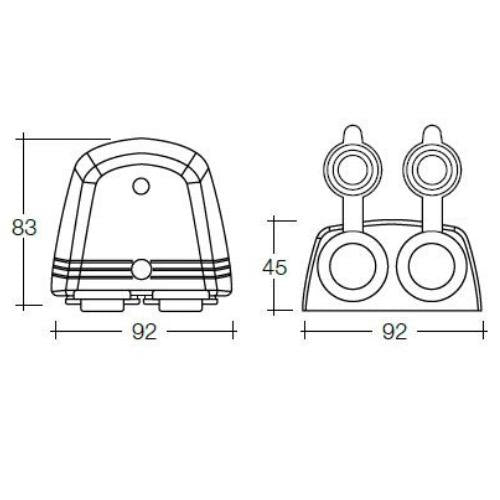 Heavy-Duty Twin Surface Mount Accessory Sockets - White for RV and Marine Applications - Blister Pack