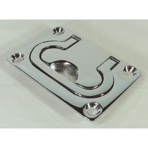 Rectangular Lift Ring - Chrome Brass - Face: 76 x 53mm - Intrusion: 8mm