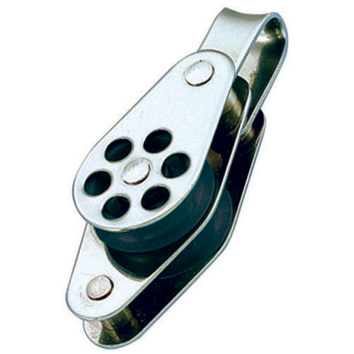 Stainless Steel Block Sheave Dia 24mm - Double Block w/ Becket & Shackle