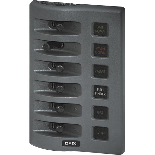 WeatherDeck 12V DC Waterproof Fuse Panel - Gray 6 Positions
