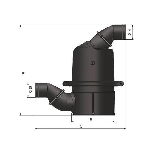 High Performance Waterlock - Capacity: 55L - Black - Rotating In/Out Hose Dia: 102mm