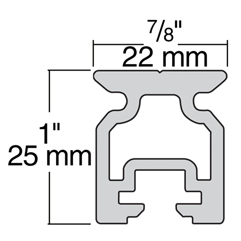 22mm High-Beam Slide Bolt Track - 1.5 m