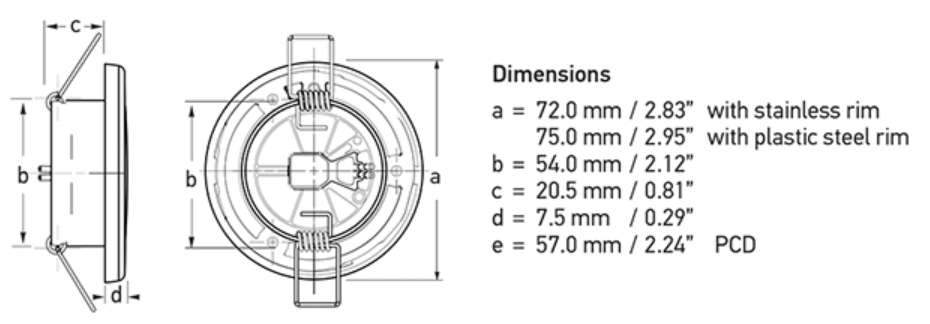 Hella - White EuroLED 75 LED Down Lights in Spring Clip - 12V DC