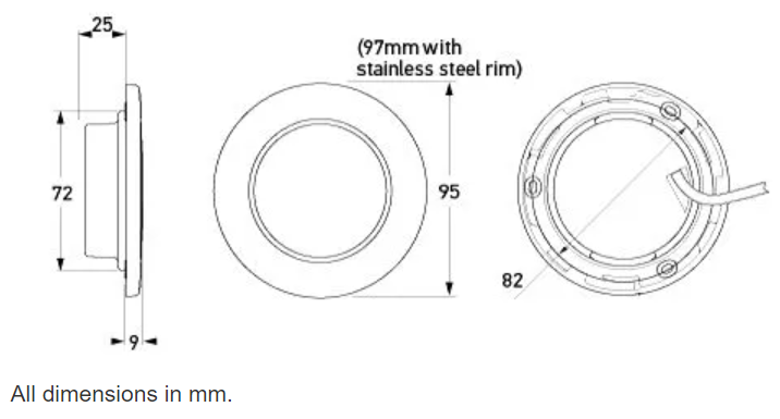 Hella - EuroLED® 95 Down Lights - Recess Mount - Polished Stainless Steel Rim
