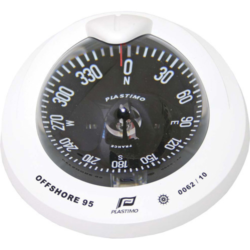 Offshore 95 Powerboat Compass - White - Flush Mount - With Flat Black Card