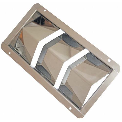 Louvre Vent - Polished 304 Stainless Steel - V Style - Three Louvre - 210mm