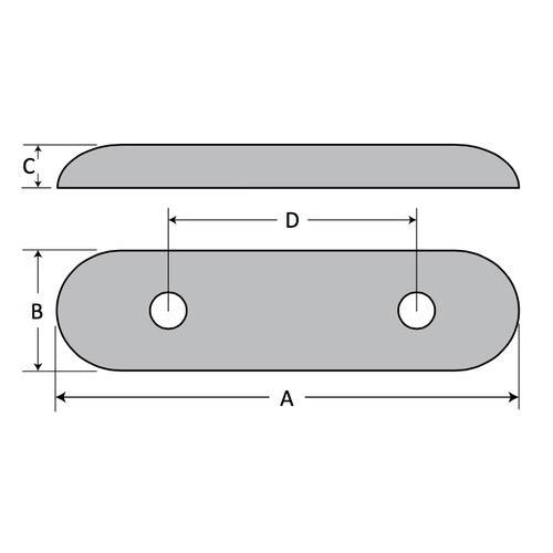 Zinc Oblong Block Anode Bolt-on - 2 Holes