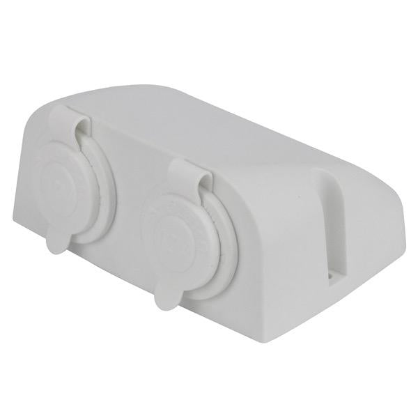 12/24 Surface Mount White Cigarette/Cigarette Charger Outlet Combo - 110(W) x 80(H) x 50(D)mm