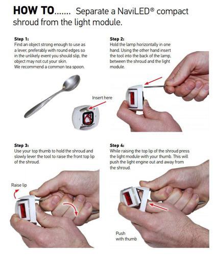 Compact 2NM NaviLED Port Navigation Lamp - Black Shroud, Red Lens 2.5m Cable