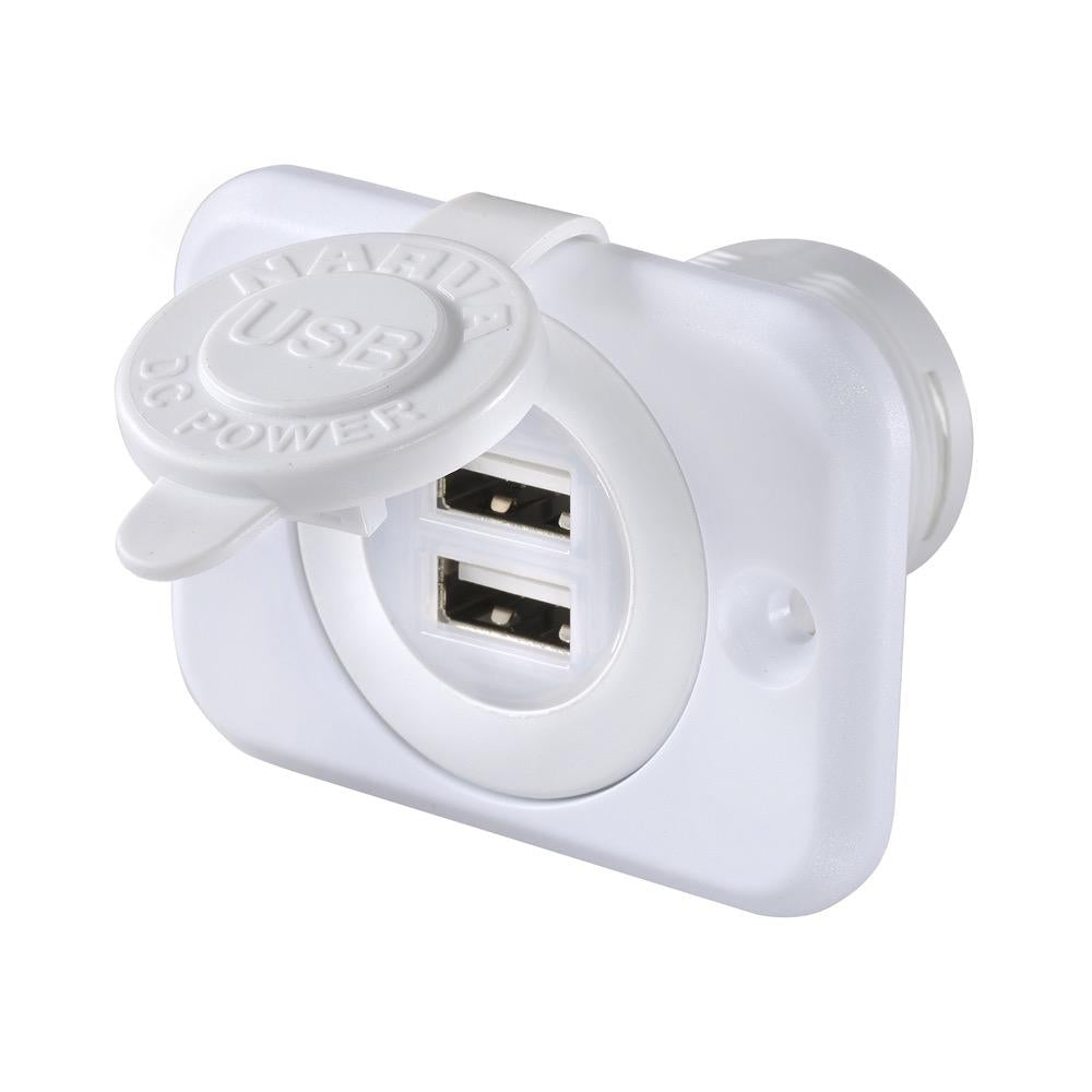 Heavy-Duty Dual USB Socket - White for RV & Marine Applications - Bulk Pack (25)