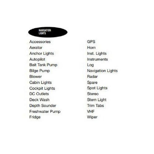 Nameplates for Circuit Identification - Navigation Lights