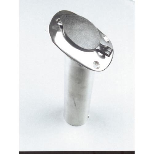 Flush Mount Rod Holder - Cast Stainless Steel With Cap - Deck Plate: 112 x 82mm