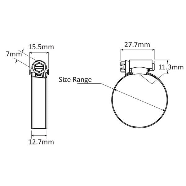 S/S Solid Standard Hose Clamp - 10 Per Box