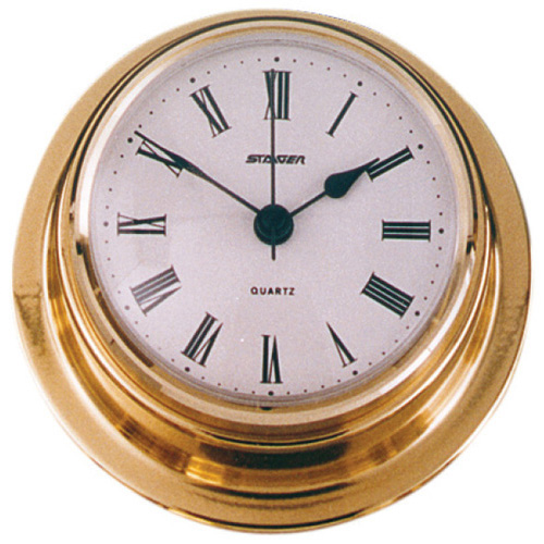 Clock With Roman Numerals -Polished Brass  - 70mm