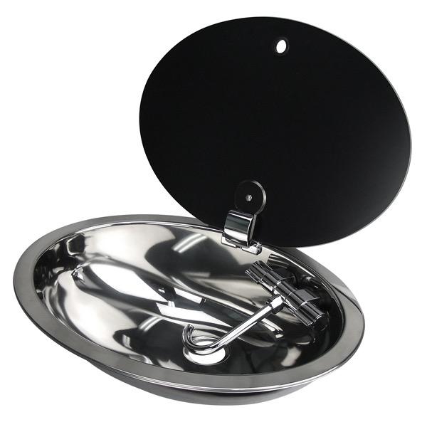 Oval Stainless Steel Sink w/ Lid & Tap
