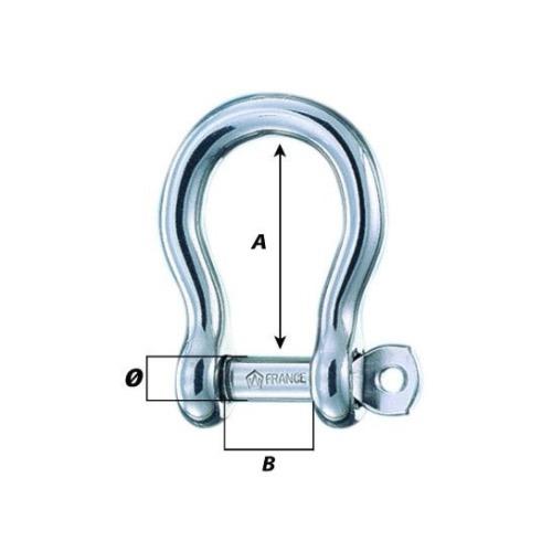 Bow Shackle - Dia: 16mm - Break Load: 10000kg - Weight: 0.540kg