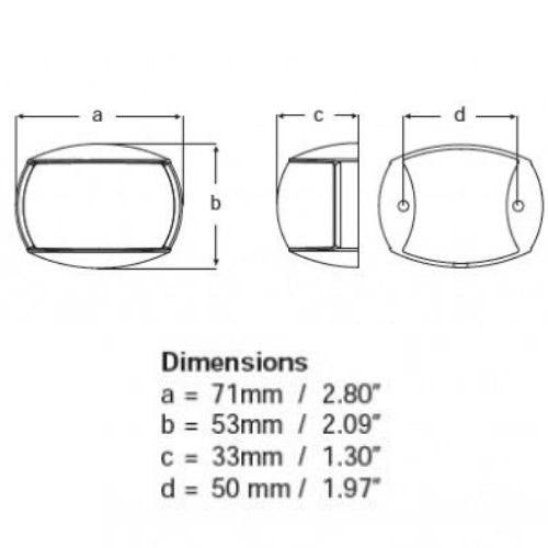 Compact 2NM NaviLED Starboard Navigation Lamp - White Shroud, Coloured Lens 120mm Cable