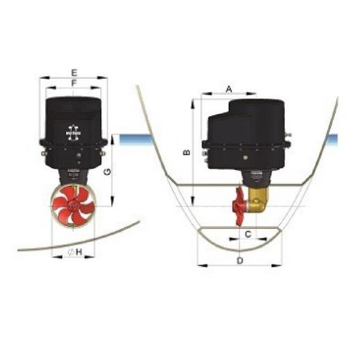 IP65 Bow Thruster 45 Kgf, 12V, Tunnel Dia: 125mm