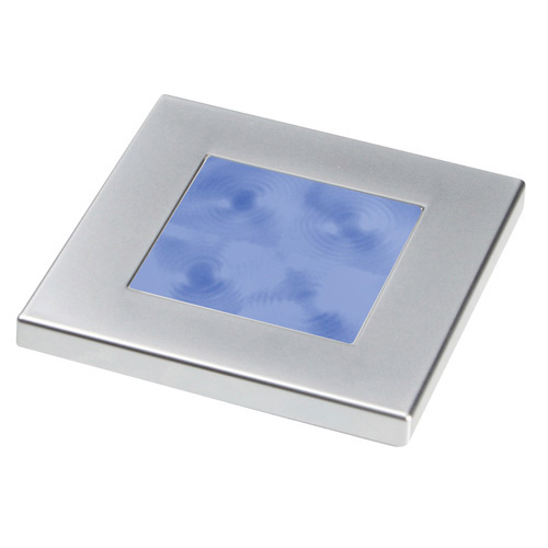 Led Square Blue 12V Satin Chrome Plated Rim