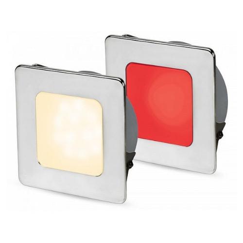 9-33V DC EuroLED 95 Gen 2 Square Downlight - Recess Mount w/ Spring Clip - Warm White/Red Light