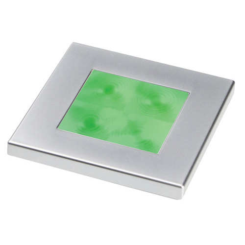 Led Square Green 12V Satin Chrome Plated Rim