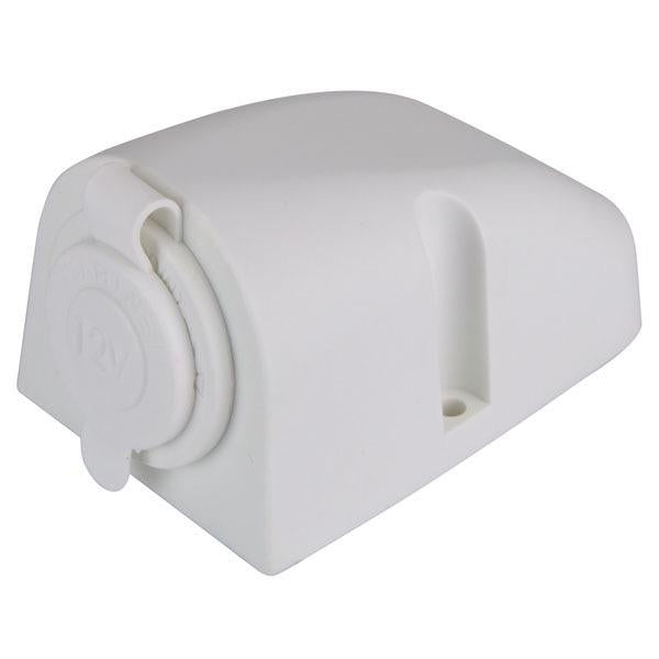 12/24V Surface Mount White Cigarette Single Socket - 80(W) x 56(H) x 48(D)mm