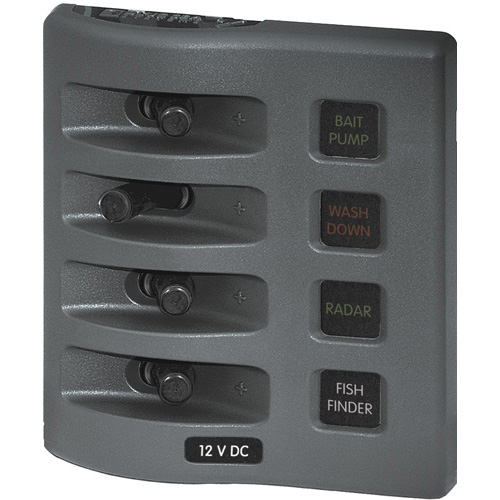 WeatherDeck 12V DC Waterproof Fuse Panel - Gray 4 Positions
